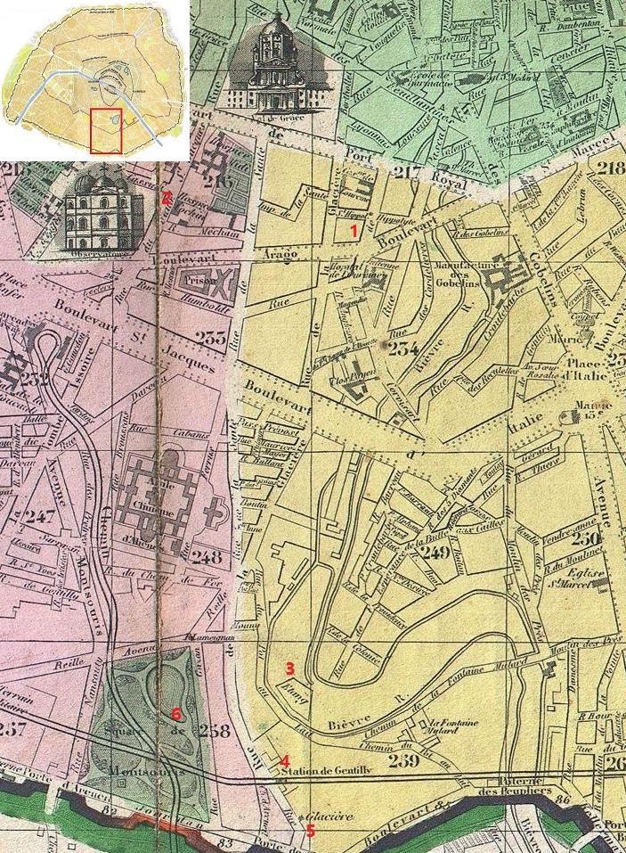 1877年Vuillemin巴黎地图局部